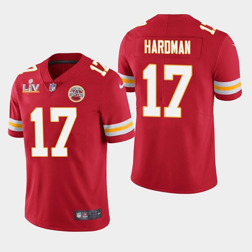 Men's Kansas City Chiefs #17 Mecole Hardman Red NFL 2021 Super Bowl LV Stitched Jersey Men's Kansas City Chiefs #17 Mecole Hardman Red NFL 2021 Super Bowl LV Stitched Jersey